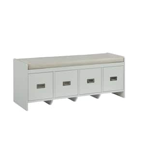 Berci 16 in. White and Fabric Dining Bench