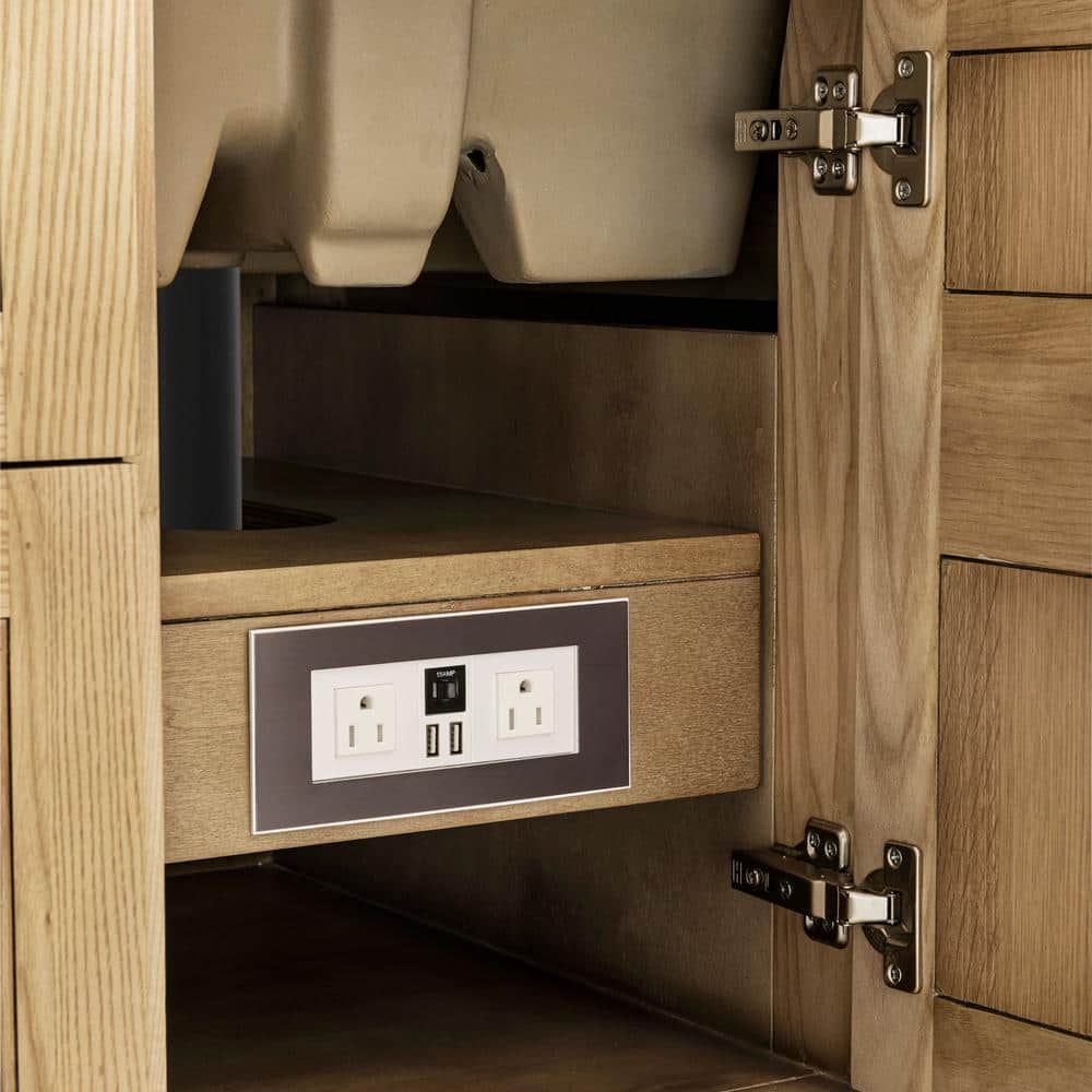 Light Natural Oak 48" Single Vanity Base with Matte Black Knobs