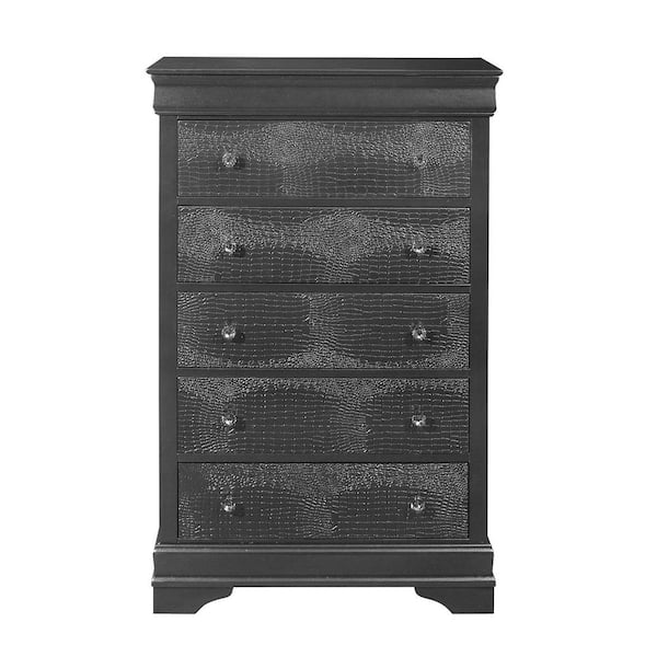 HomeRoots Victoria Gray 5 Drawers 31.26 in Chest of Drawers