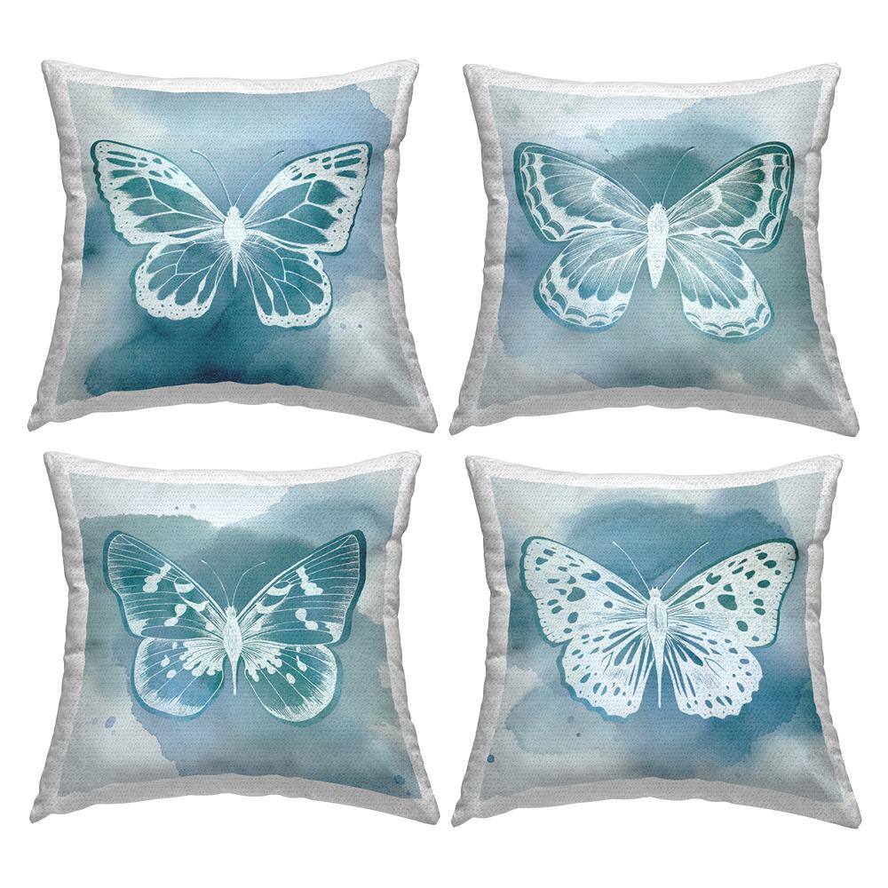 Blue Abstract Butterflies Blue Square Outdoor Throw Pillow 4-Pack price history on PriceWatchPro