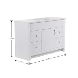Candlesby 48 in. W x 19 in. D x 33 in. H Single Sink Freestanding Bath Vanity in White with White Cultured Marble Top