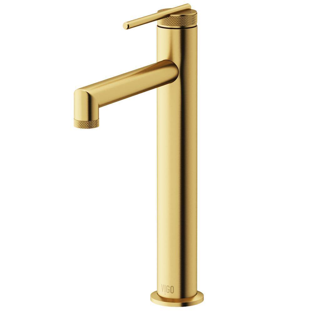 Matte Brushed Gold Single Handle Vessel Sink Faucet