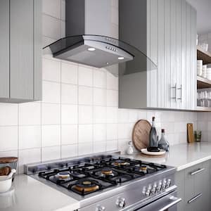 36 in. Largo Ductless Wall Mount Range Hood in Brushed Stainless Steel, Baffle Filters, Push Button Control, LED Light
