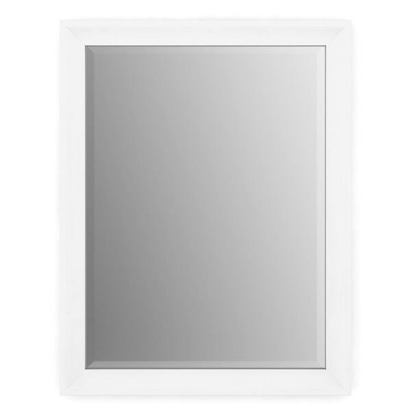 Delta 23 in. W x 33 in. H (S2) Framed Rectangular Deluxe Glass Bathroom Vanity Mirror in Matte White