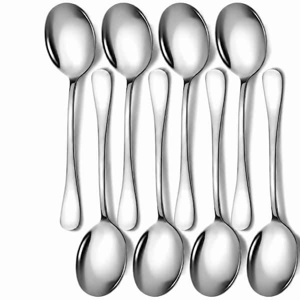 Set of 8 Stainless Steel Serving Spoons 10-Inch Large Spoons for Kitchen and Catering Use
