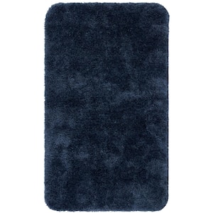 Bridgetown Plush 20 in. x 34 in. Blue Solid Polyester Rectangle Machine Washable Bath Mat