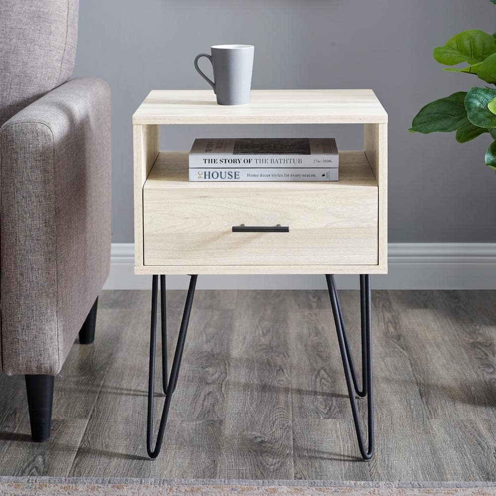 Walker Edison Furniture Company 18 in. 1-Drawer Hairpin Side