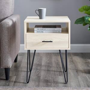 18 in. 1-Drawer Hairpin Side Table - Birch
