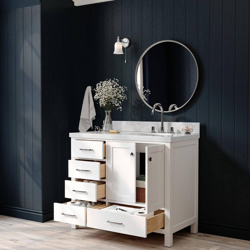 Cambridge 43" White Marble Top Single Basin Vanity