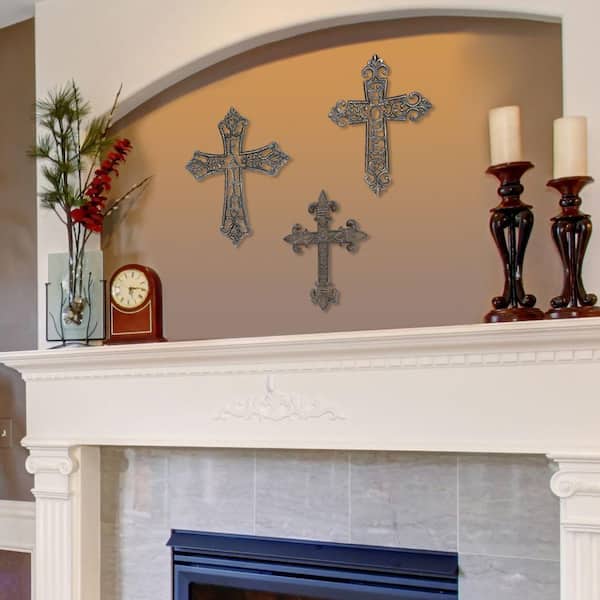 Stonebriar Collection 16 in. H x 12.25 in. W Cast Iron Hope Wall Cross