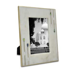 6 in. x 6 in. White and Brass Picture Frame