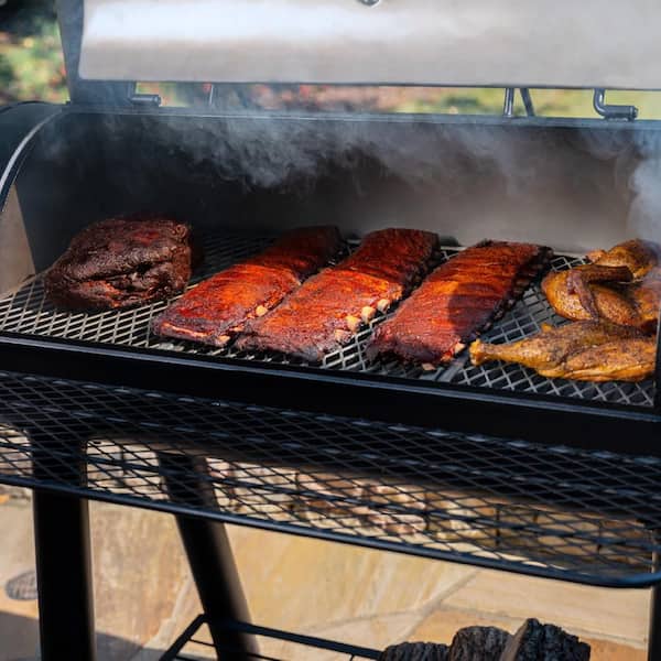 1012 sq. in. Competition Pro Offset Charcoal Grill or Wood Smoker in Black