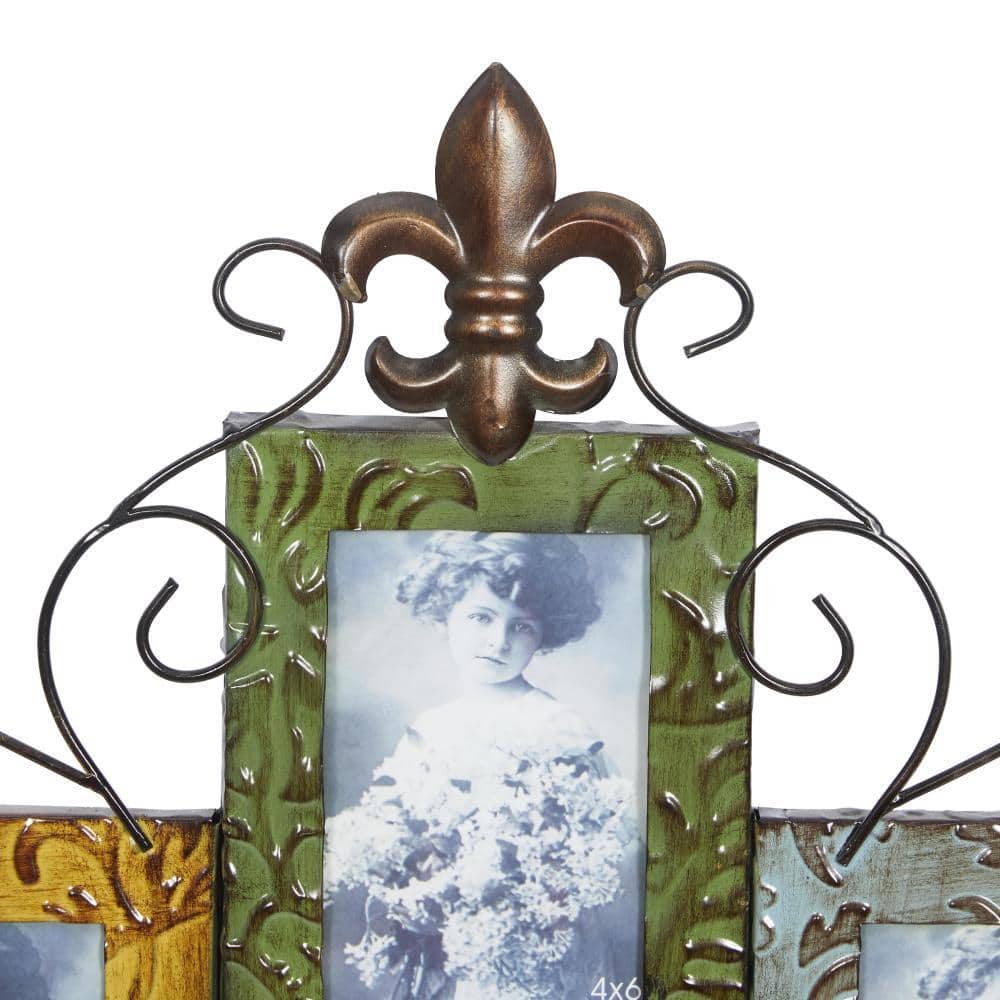 Multi-Colored Iron Scroll Wall Photo Frame with Floral Motif