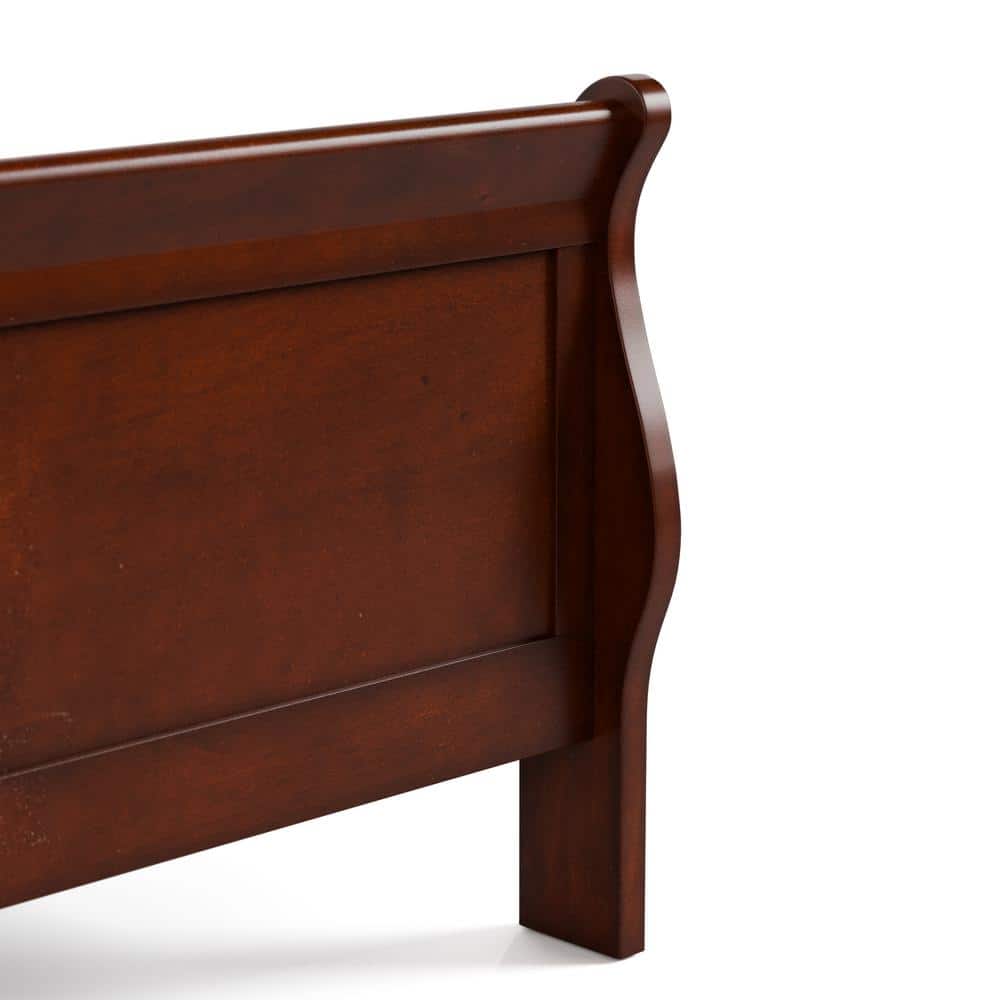 Cherry Wood Queen Sleigh Bed with Headboard and Footboard