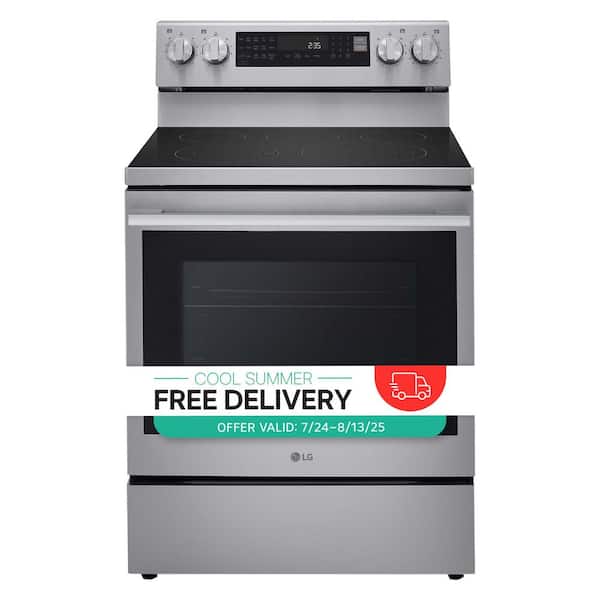30 in., 6.3 cu. ft. Smart Wi-Fi True Convection Insta View 5-Burner Electric Oven w/ Air Fry Printproof Stainless Steel