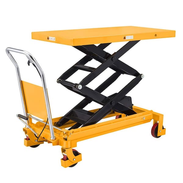 Heavy Duty 59 in. Hydraulic Double Scissor Lift Table 1760 lbs. Manual Lift Platform 48 x 24 in.