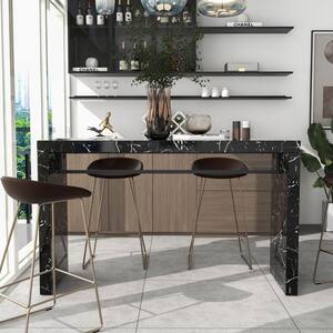 Vanetta 60 in. Rectangle Black Faux Marble Top Counter Height Dining Table Seats 4