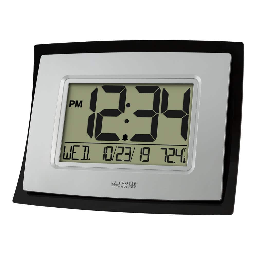 8.7" Black and Silver Digital Indoor Wall Clock