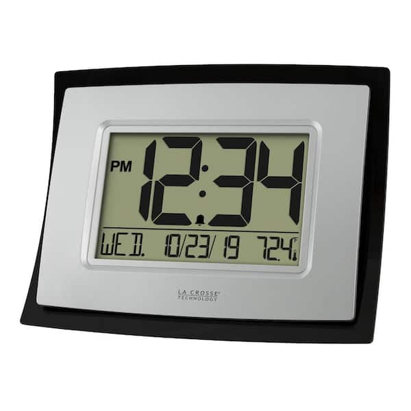 Wall Clock Extra Large Digital Display Time Day Calendar Indoor Thermometer  Hygrometer Table Desk Stand & Wall Hanging