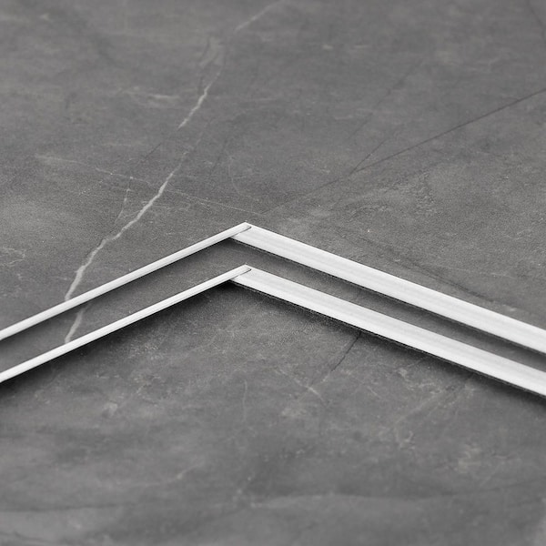 24 MIL x 12 in. W x 24 in. L Click Lock Waterproof Luxury SPC Vinyl Plank Flooring, Dark Gray Marble (20 sq. ft. /case)