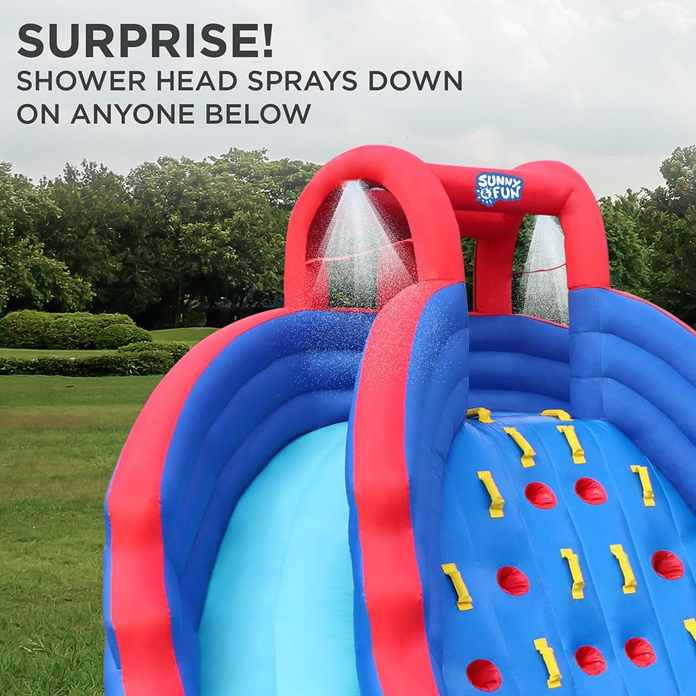 Sunny & Fun Inflatable Dual Slide Water Park with Climbing Wall