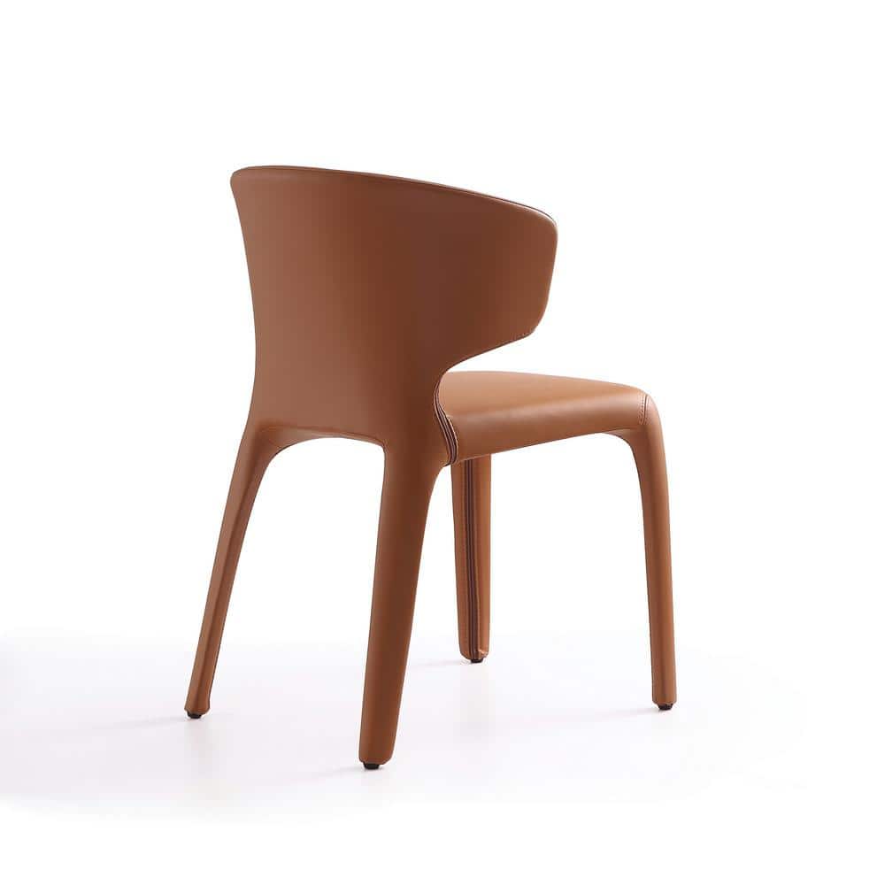 Set of 2 Saddle Brown Faux Leather Dining Chairs with Metal Legs
