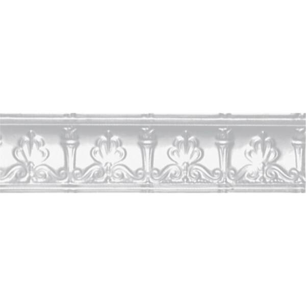 Shanko 4 in. x 4 ft. x 4 in. Powder-Coated White Nail-up/Direct Application Tin Ceiling Cornice (6-Pack)