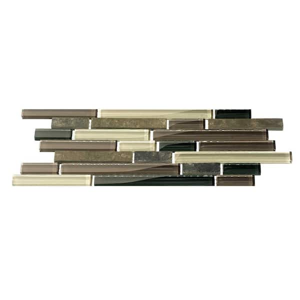 Glacier Mountain Glass and Stone Mosaic Tile 11.75"x 11.75"-Slate Sample
