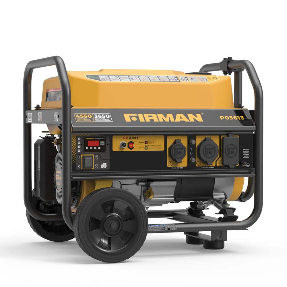 FIRMAN 3650-Watt/4550-Watt, 208cc Recoil Start Gasoline Portable Generator 120-Volt with Wheel Kit -  336000031