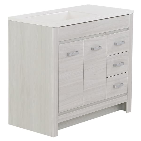 Home Decorators Collection Moorside 36 in. W x 19 in. D x 34 in. H Single  Sink Bath Vanity in Sweet Maple with White Engineered Stone Top Moorside  36SM - The Home Depot