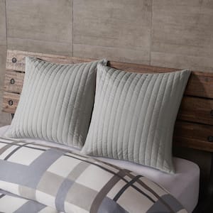 Camila Grey 26 in. x 26 in. Cotton Quilted Euro Sham