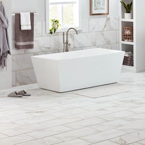 Sanden Calacatta Gold Marble Matte 3 in. x 6 in. Glazed Porcelain Floor and Wall Tile Sample