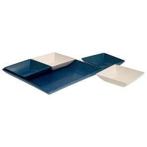 EVO Sustainable Goods Blue Eco-Friendly Wood-Plastic Composite Serving & Snack Set (Set of 5)