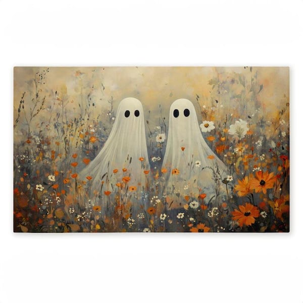 Ghosts in Autumn Meadow Orange 18 in. x 30 in. Polyester Non-Slip Outdoor Door Mat