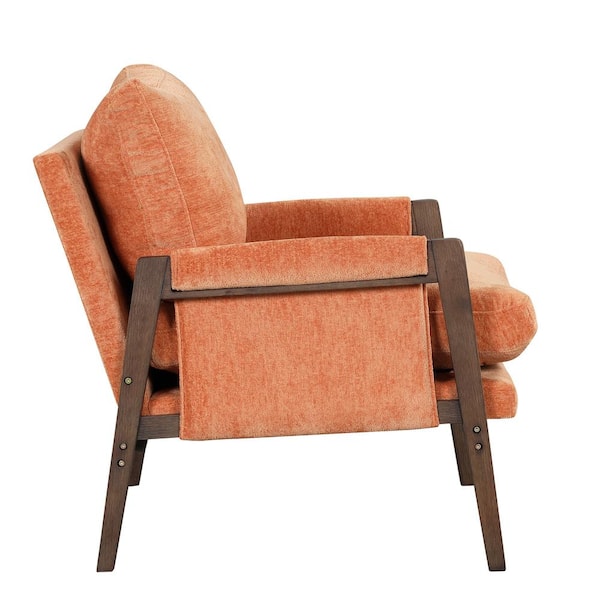 Polibi Mid-Century Modern Orange Velvet Accent Chair with Solid Wood and Thick  Seat Cushion RS-OMGVAC-O - The Home Depot