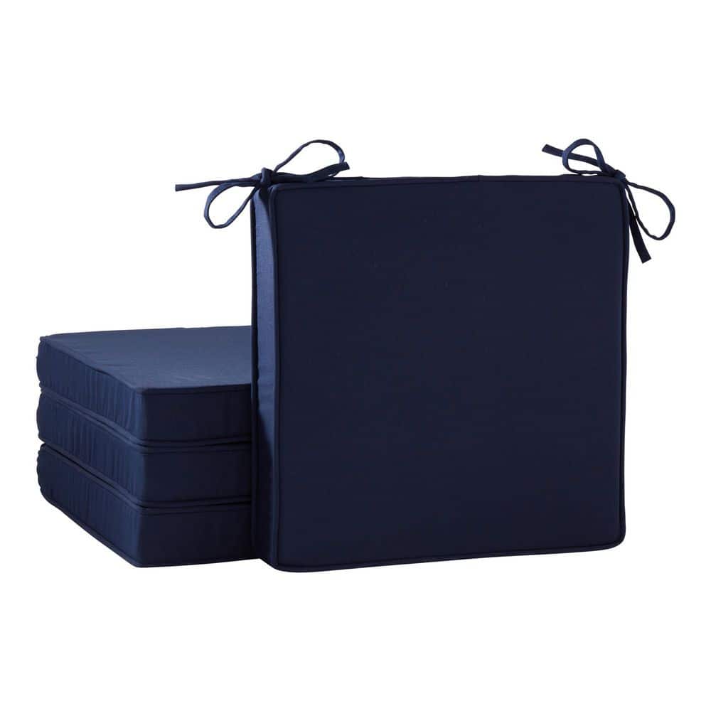 Sunbrella Canvas Navy Square Reversible Outdoor Seat Cushion (4-Pack)