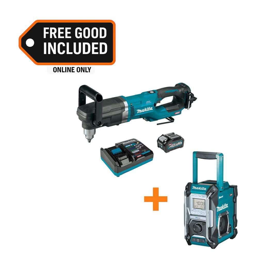 MAKITA 40V max XGT Brushless Cordless 1/2 in. Right Angle Drill Kit (4. 0Ah) with 40V Max XGT Cordless Bluetooth Job Site Radio (GAD01M1-GRM02)