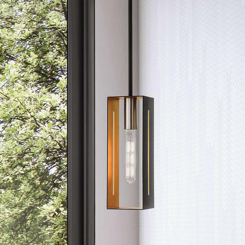 Urban Loft Textured Black and Brushed Nickel 1-Light Pendant