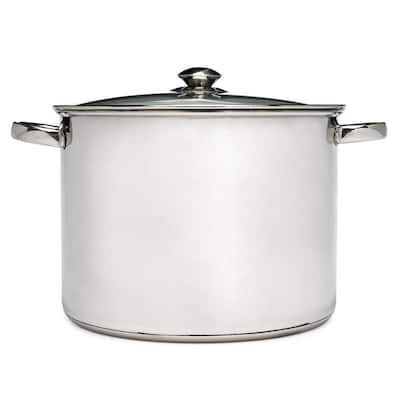 Pure Intentions 16 qt. Stainless Steel Stock Pot in Polished Stainless Steel with Glass Lid