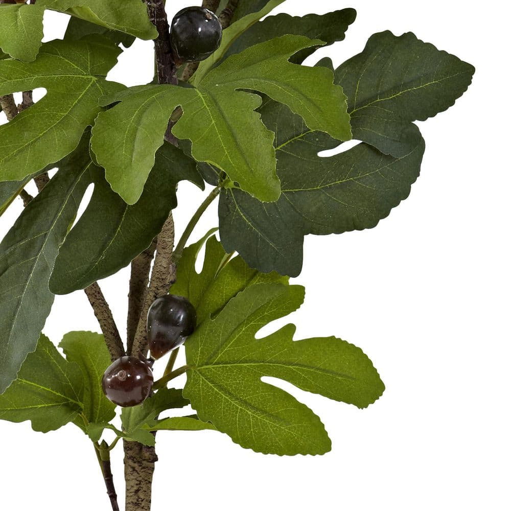 32'' Green Silk Faux Fig Tree in Black Pot
