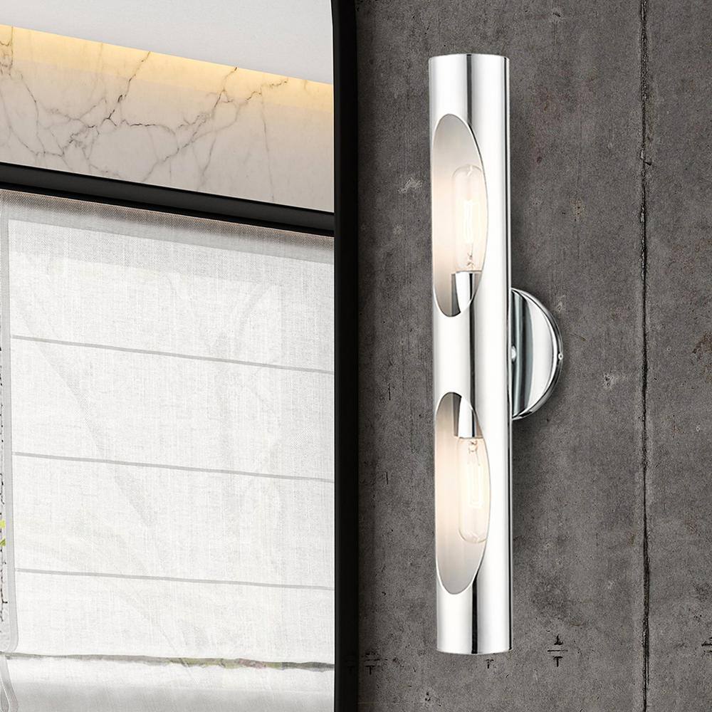 Novato Polished Chrome Dimmable 2-Light ADA Wall Sconce