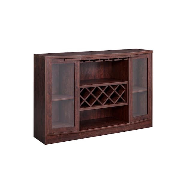 Home Source Industries Home Source Jill Zarin Mahogany Bar Cabinet with Curved Glass Doors