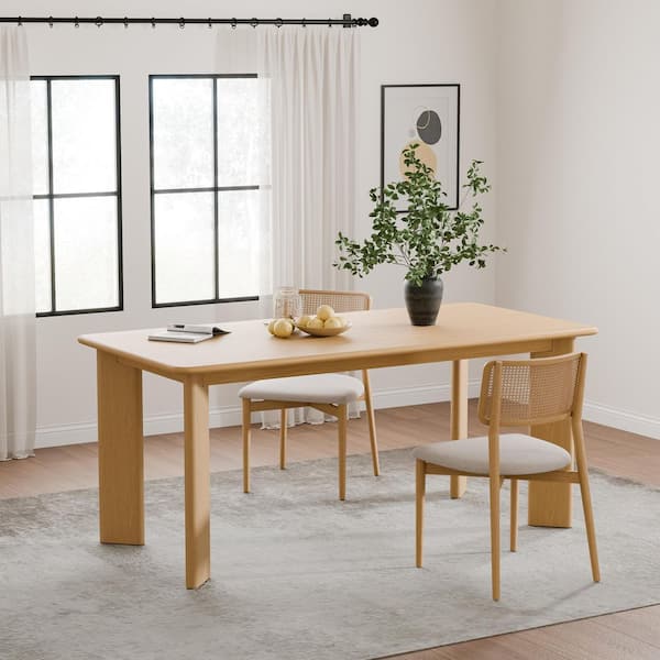 Oak Rectangle Wood 67 in. 4 Legs Kitchen Table Dining Table Seats 6
