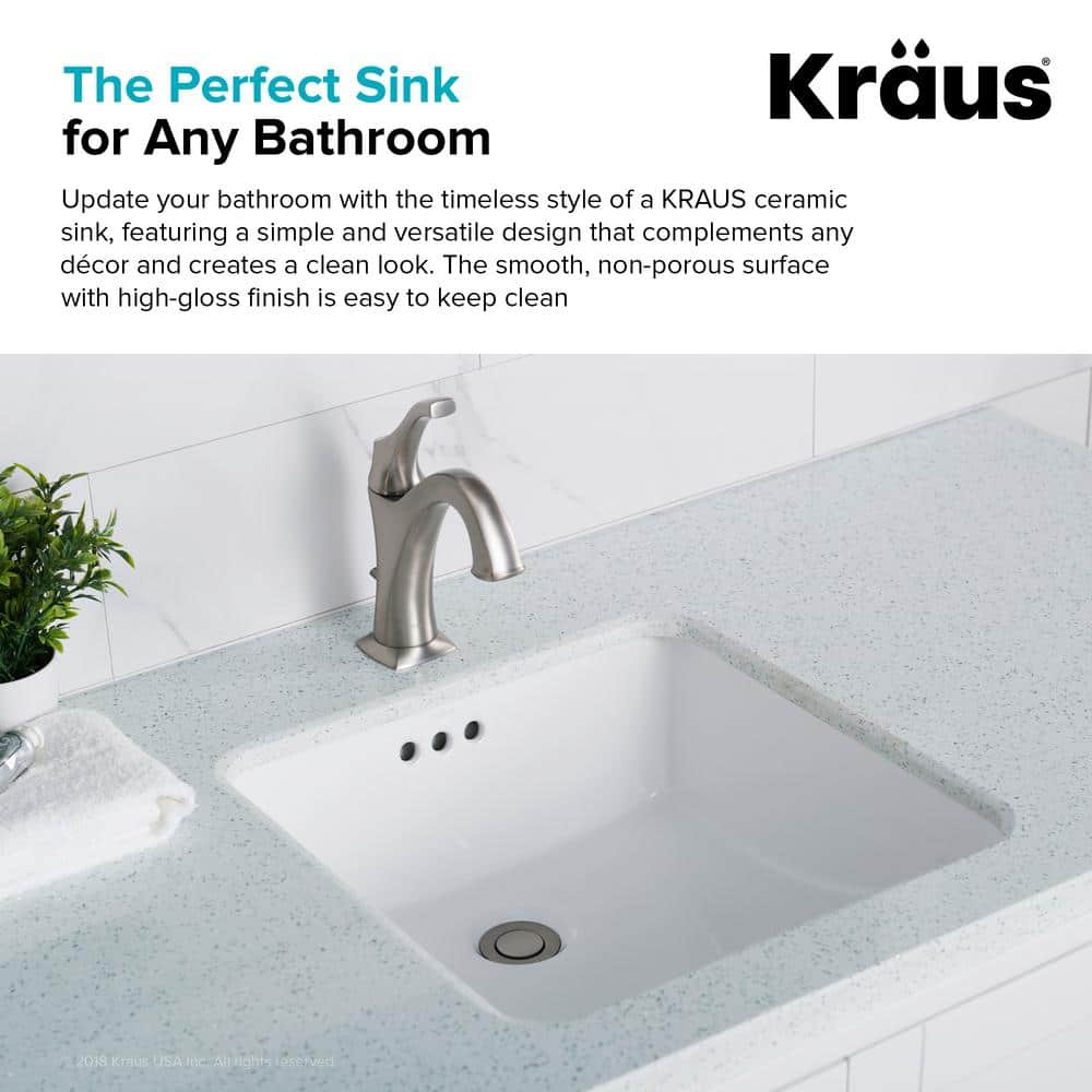 Elavo 17-inch White Ceramic Square Undermount Bathroom Sink