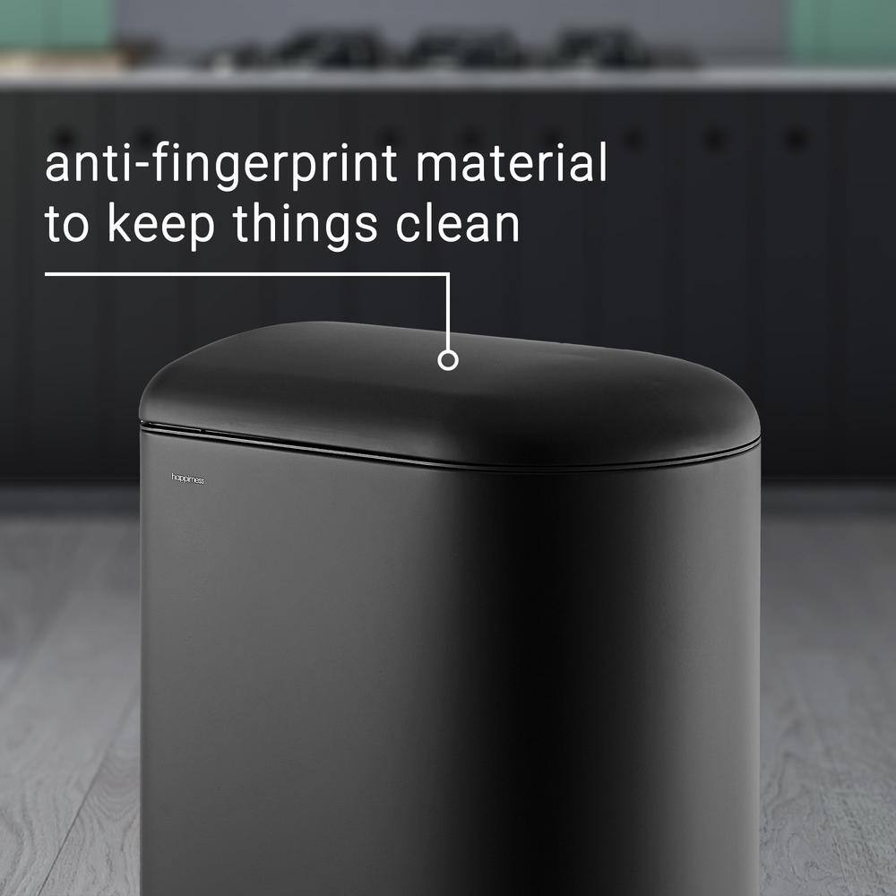 Black Stainless Steel Fingerprint Resistant Step-Open Trash Can