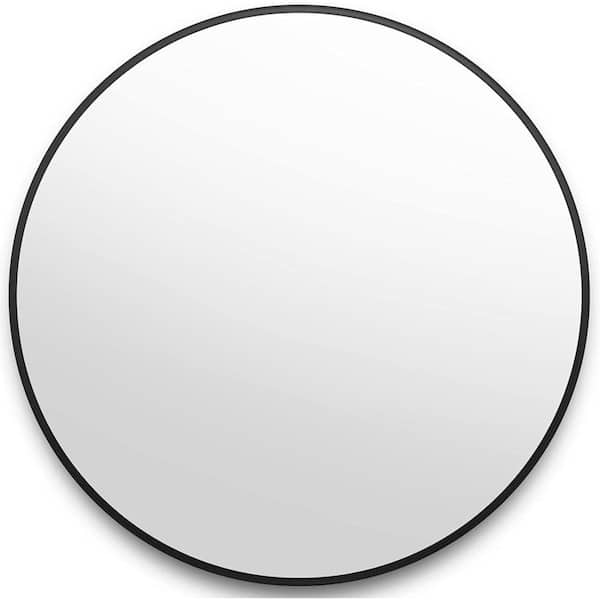 Unbranded 32 in. W x 32 in. H Round Framed Wall Bathroom Vanity Mirror in Black