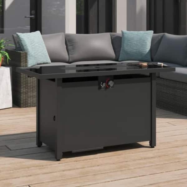 Mondawe 43 in. 50,000 BTU Rectangle Outdoor Propane Gas Fire Pit Table with Lid