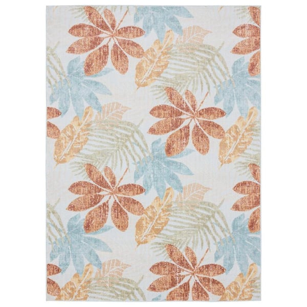 LUXE WEAVERS Aquabury Collection Rustic Floral Brick 8x10 Outdoor Area Rug