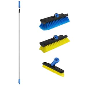 Lock-On Brush Bundle with 60 in. Aluminum Dual Ended Pole - Multi-Angle Wash Brush, Scrub Brush and Swivel Grout Brush