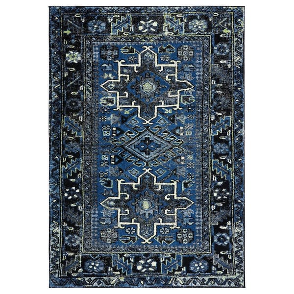 SAFAVIEH Vintage Hamadan Blue/Gray 7 ft. x 9 ft. Floral Border Area Rug